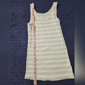 Y2K Merona Juniors Small Tank Top Shirt Mint Stripe Scoop Neck Cotton Blend